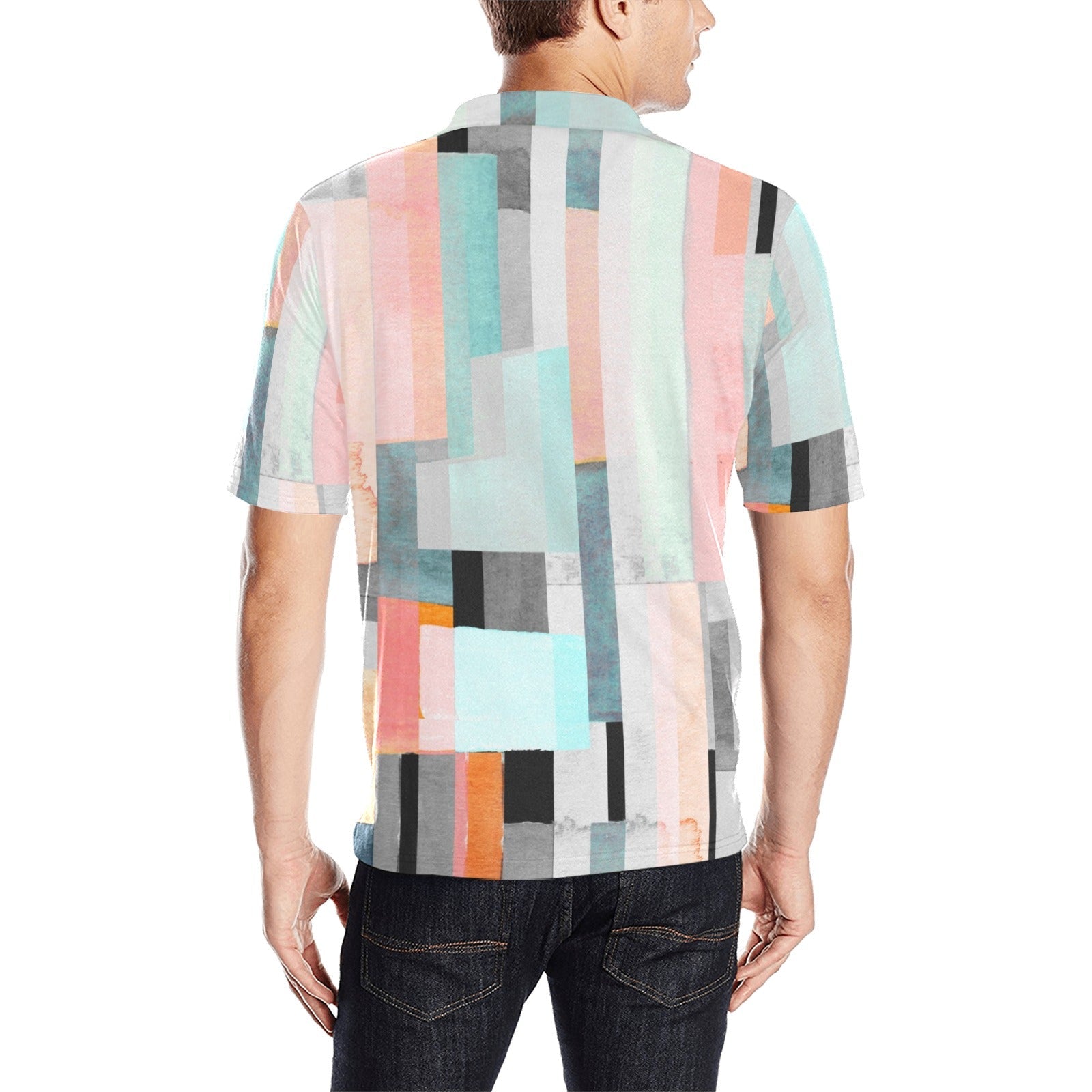 Abstract Pink and Blue Caddy Golf Polo-Caddy Golf