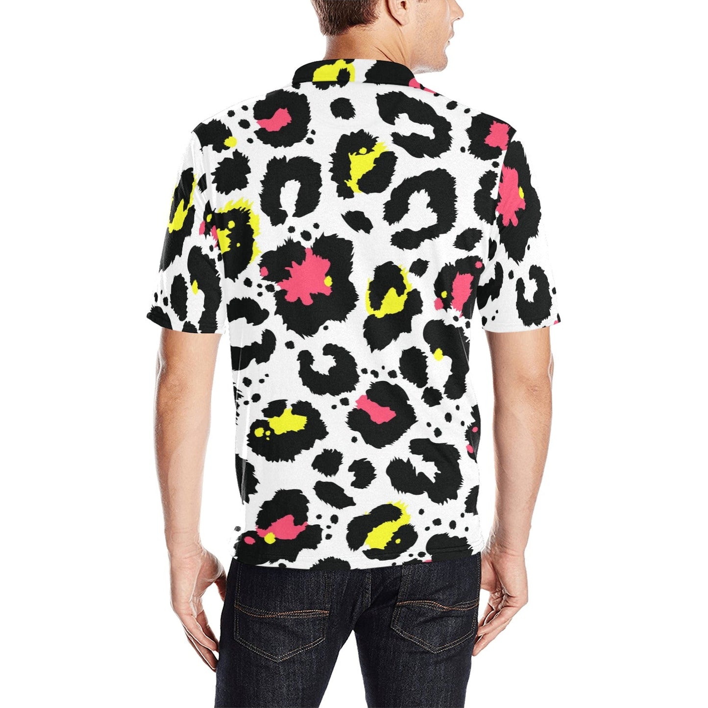 Pink and Yellow Cheetah Caddy Golf Polo-Caddy Golf