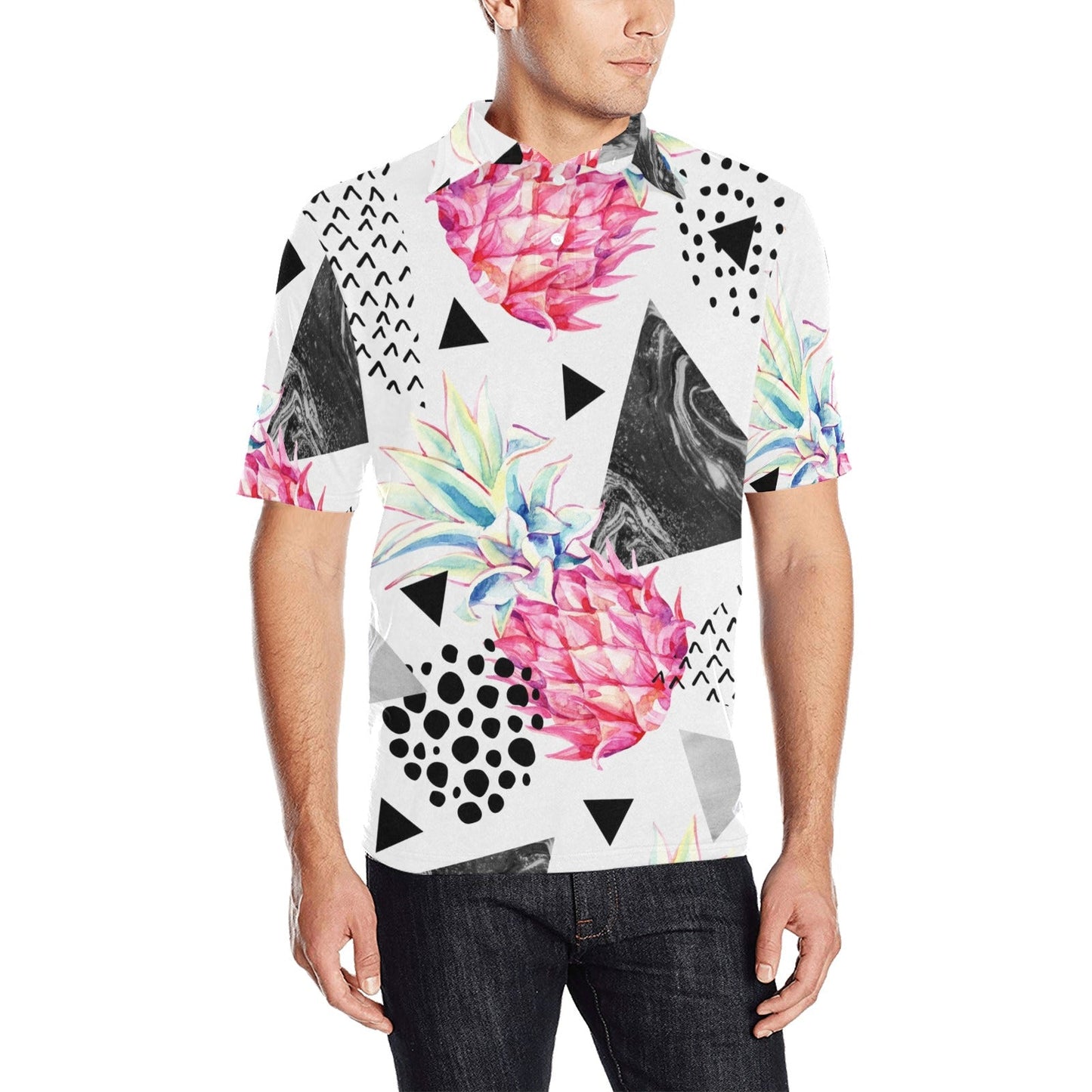 Pink Pineapples Caddy Golf Polo-Caddy Golf