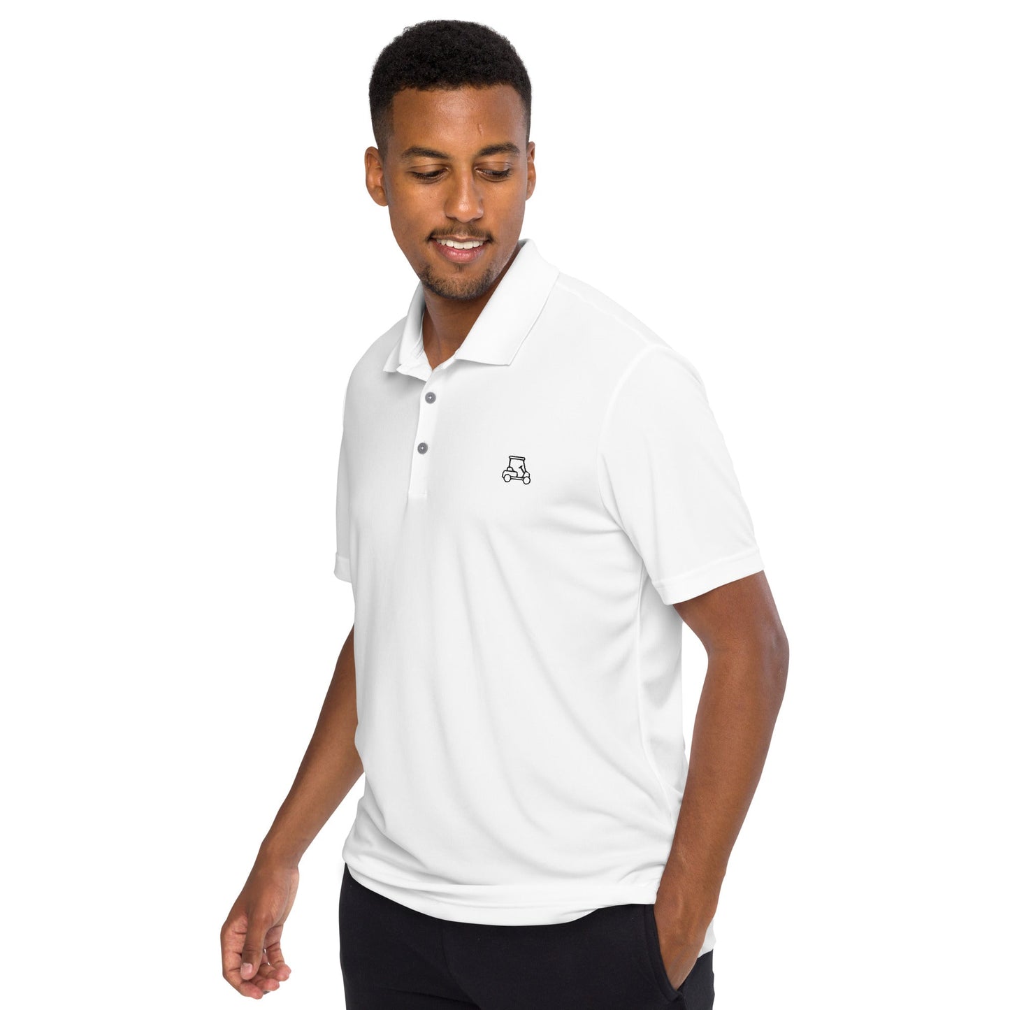 White Adidas Dri-Fit Polo-Caddy Golf
